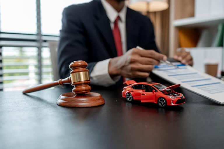 a lawyer is explaining the details of a car insurance policy to the car owner before she signs it, a lawyer explains to his client what will happen if she doesn't get car insurance